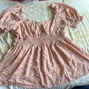 Light pink floral maternity shirt